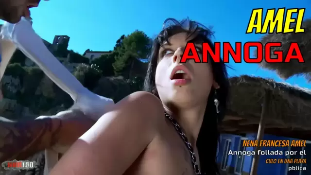 Nena francesa Amel Annoga follada por el culo en una playa pública
