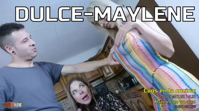 Caos en la cocina: Dulce Maylene y Alice Maze en un trío anal salvaje con Kevin White