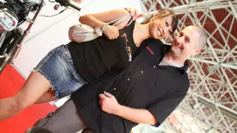 Backstage of the Barcelona erotic festival. Jordanne Kali and Milky Cooper with 2 sexy policemen photo 16