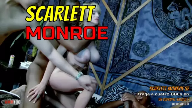 Scarlett Monroe se traga a cuatro BBCs en un cuádruple salvaje y profundo